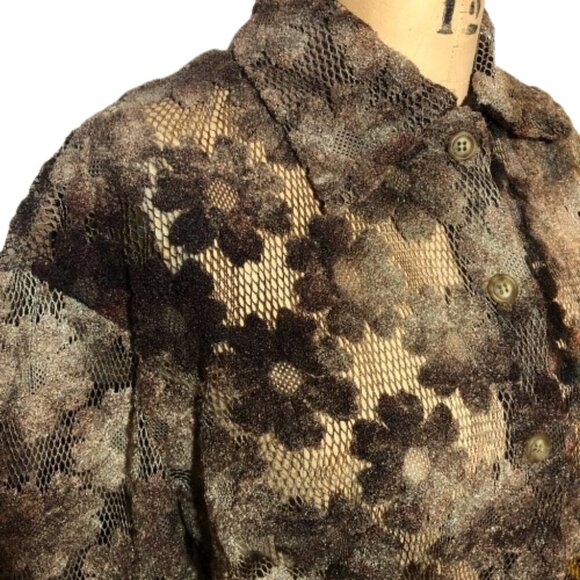 Vintage 90s lace crochet button up shirt top - Picture 8 of 16